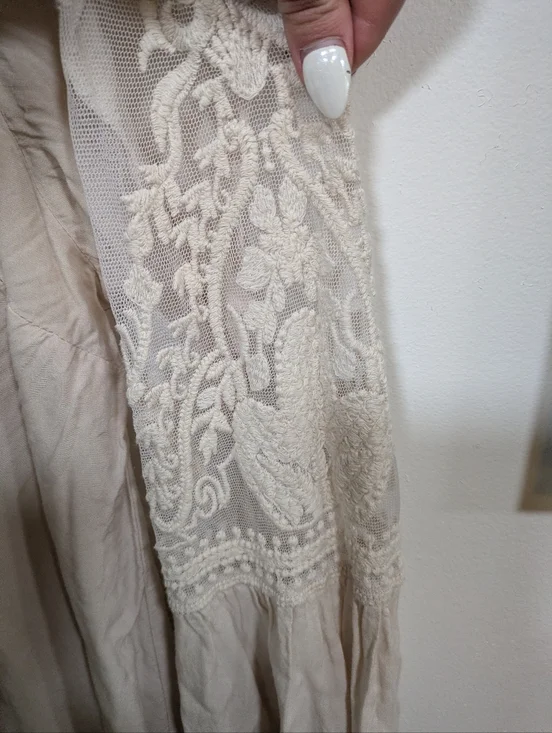 Cream Lace-Up Peasant Top - Picture 3 of 5